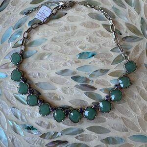 NWT Lia Sophia “Thea” Green and Silver Necklace